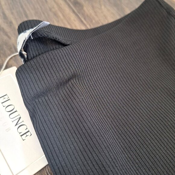NWT Flounce Black Narrow Ribbed Legging Side Split Size S - Picture 2 of 8